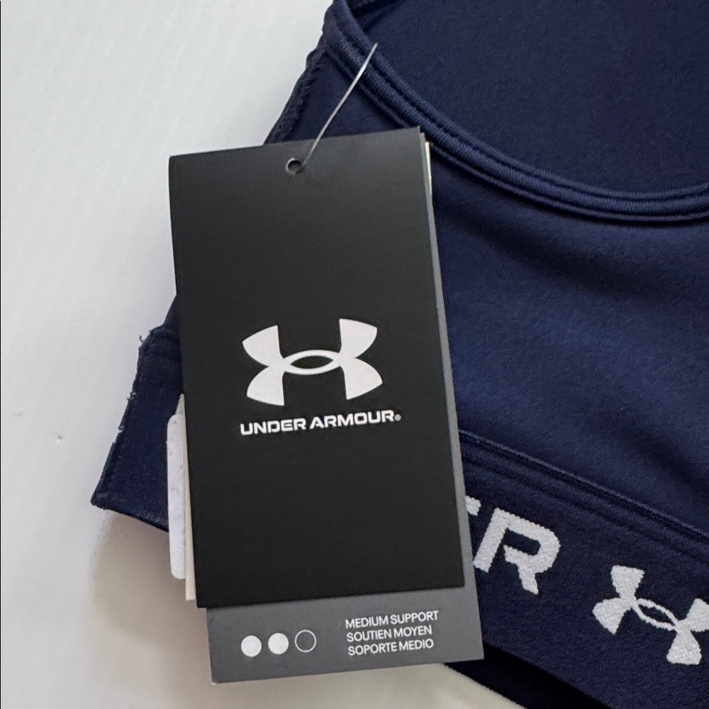 Under Armour Crossback Mid Navy Sports Bra Womens Small NWT - Picture 7 of 7